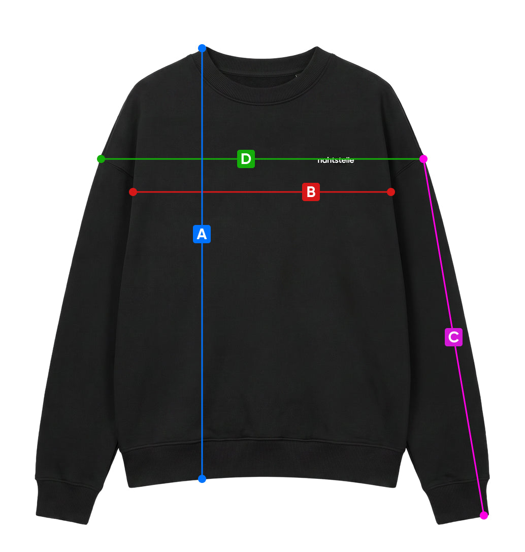 Maßtabelle Unisex Oversized Crewneck