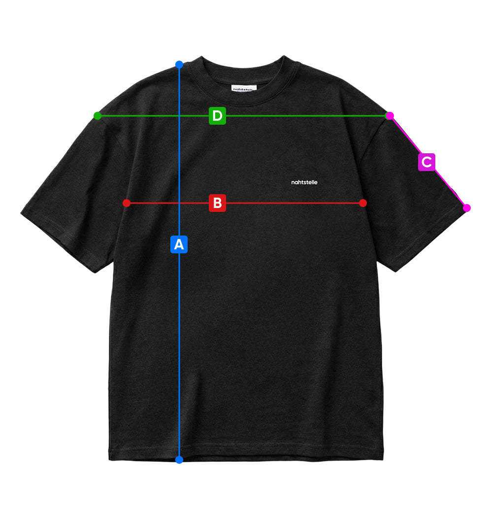 Maßtabelle Unisex Oversized T-Shirt